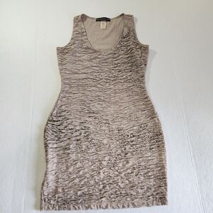 Gemstone Taupe Textured Scoop Neck Mini Dress Size Medium